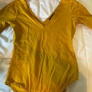 Forever 21 Mustard Yellow Bodysuit Top